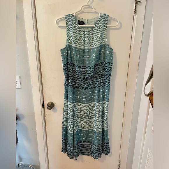 Pendleton Summer Pattern Sleeveless Dress - Turquoise Blue Size 16 - Picture 3 of 10